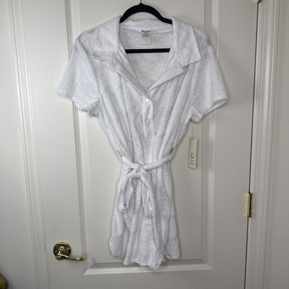 NWT No Boundaries Juniors XL 16-18 White Terry Cloth Swim Coverup Beach Robe
